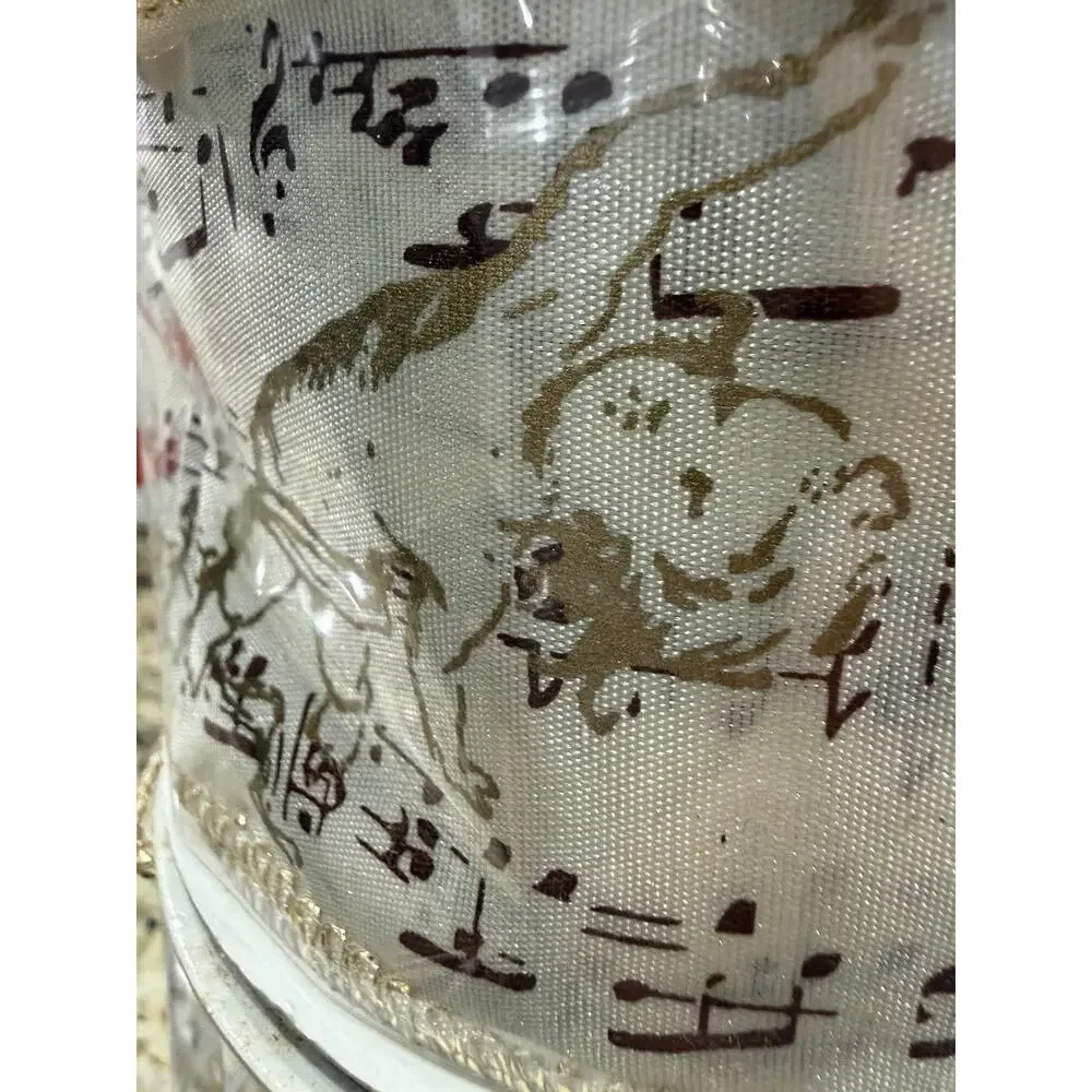 Celebrate It Wire-Edged Christmas Ribbon Gold& Ivory cherub Angel Music 5 Rolls